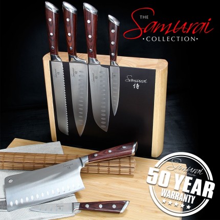 6pc Kitchen Knife Collection Wood Handles