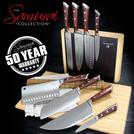 9pc Kitchen Knife Collection Wood Handles